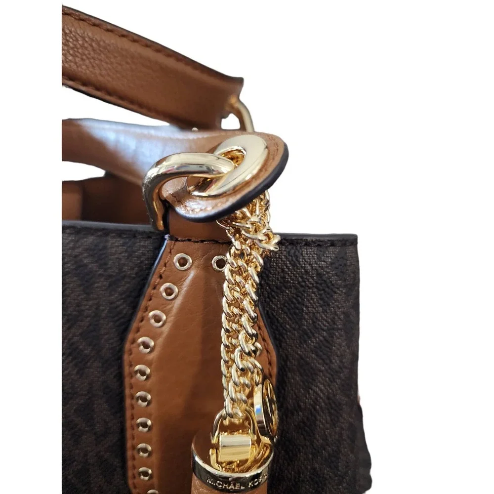 Michael Kors‎ Brooklyn Ladies Large Brown Canvas Satchel Bag